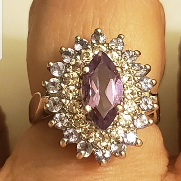 Jewelry - 10k solid white gold marquise amethyst  ring